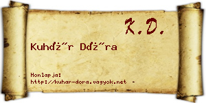 Kuhár Dóra névjegykártya